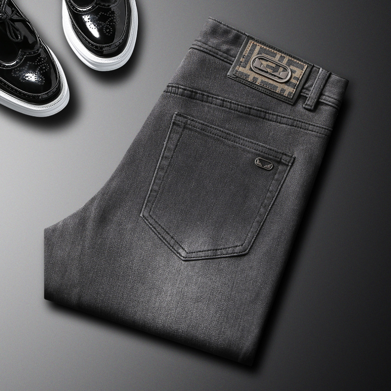 Men'S Fashion Grey Jeans - Herfst nieuwe trendy merkjeans heren rookgrijs