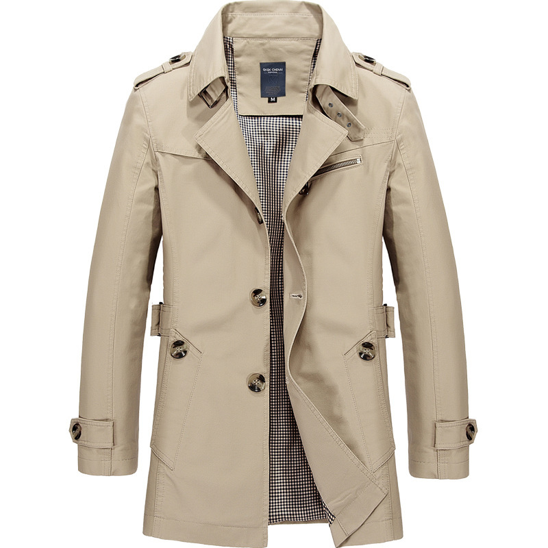 Men'S Fashion X - Heren lente-herfst casual katoenen trenchcoat, modieus