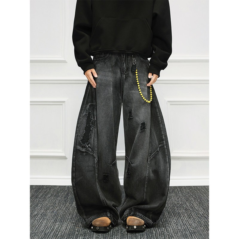 Men'S Fashion Grey Jeans - Vintage nieuwe mode Amerikaanse stijl heren