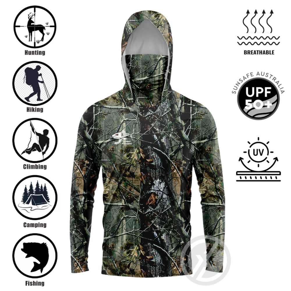 Mens Fashion Summer - UPF50+ Vissershirt met capuchon, ingebouwde gezichtsbescherming,