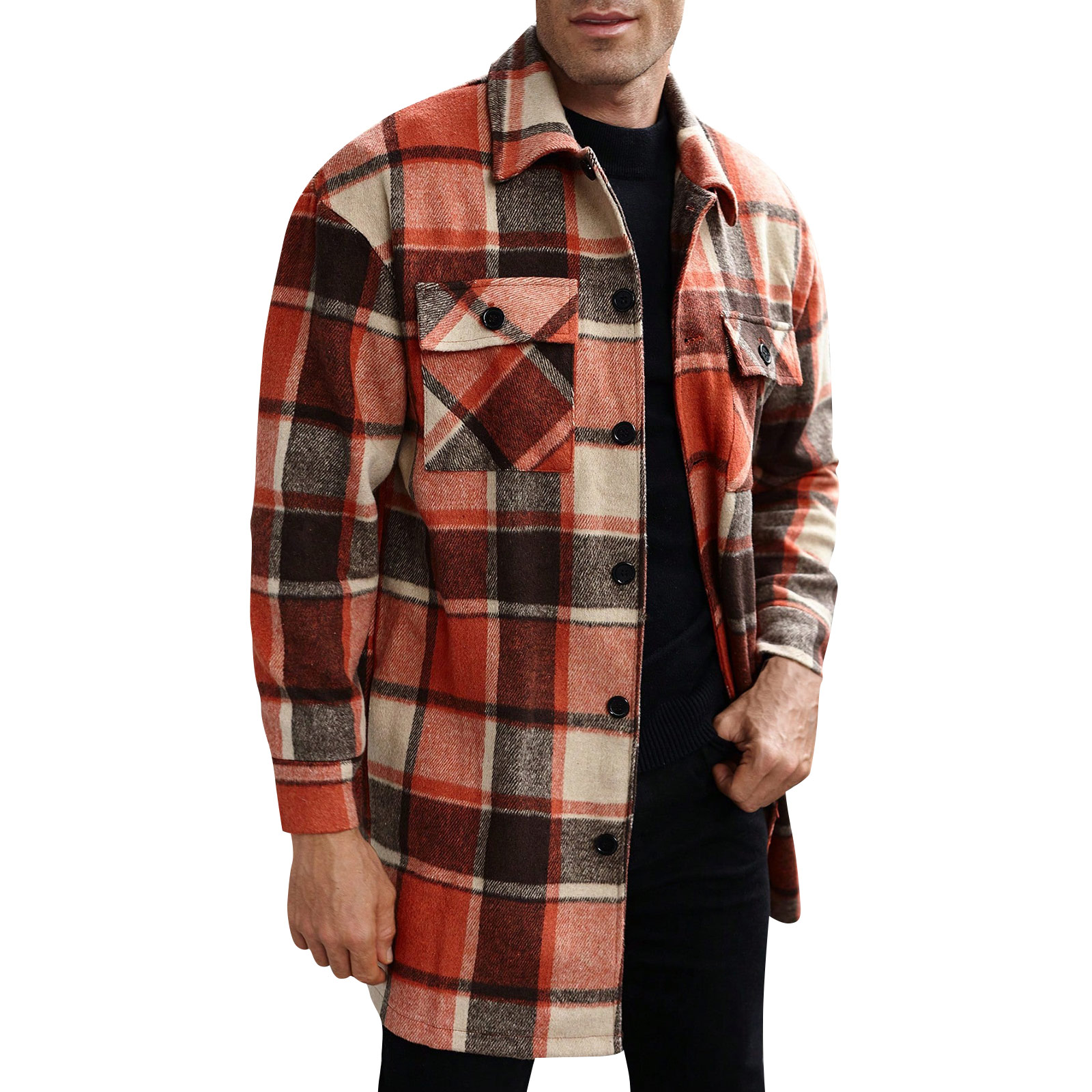 Men'S Fashion X - Trenchcoat met dubbele zak Lange herenjas