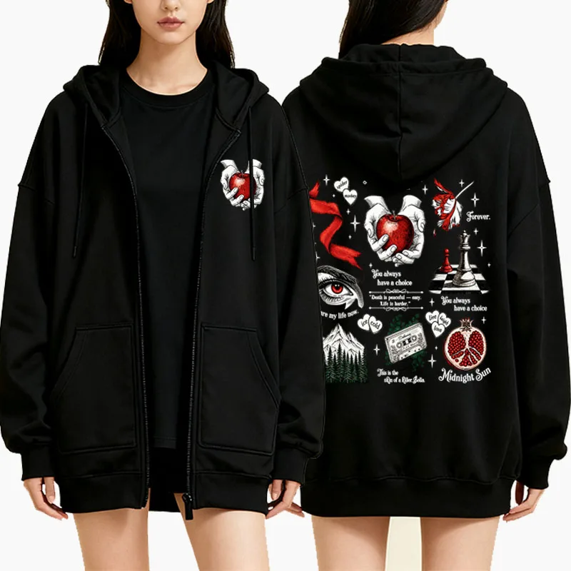 Mens Fashion Zip Up Hoodies - Wolf Romance Hoodies met Rits voor