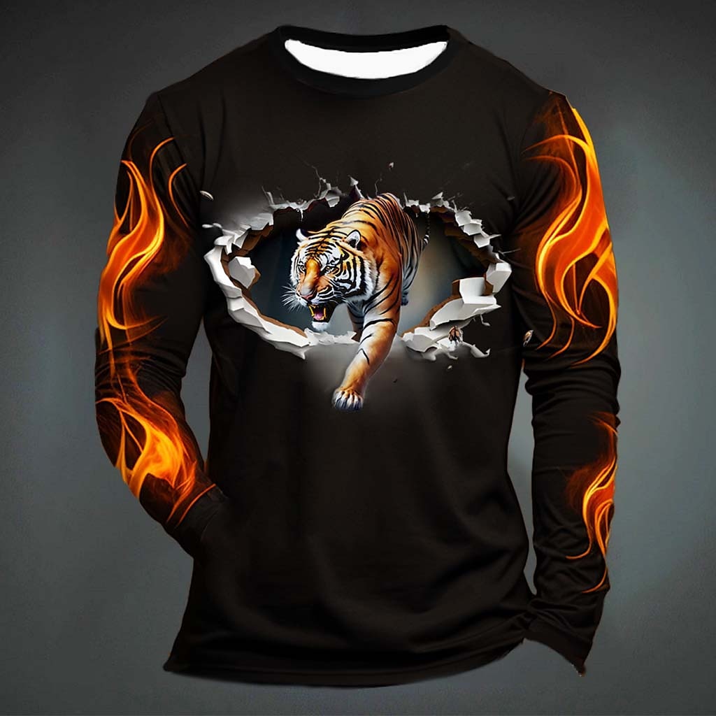 Mens Fashion Clothes - Grappige Tijgerprint T-shirt Voor Mannen Casual
