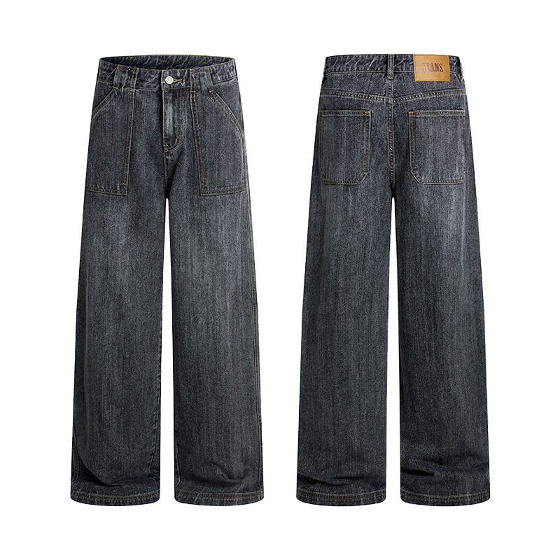 Men'S Fashion Grey Jeans - Vintage nieuwe mode heren losse rechte