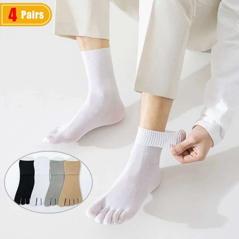 Socks Ankle Men - 4 paar zomer dunne vijfvingersokken zijde