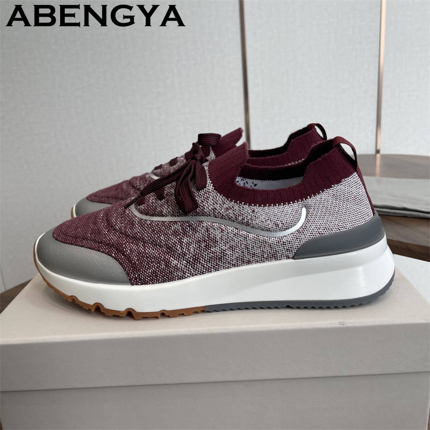 Mens Fashion Trainers - Heren Nieuwe veelkleurige gebreide loafers Schoenen