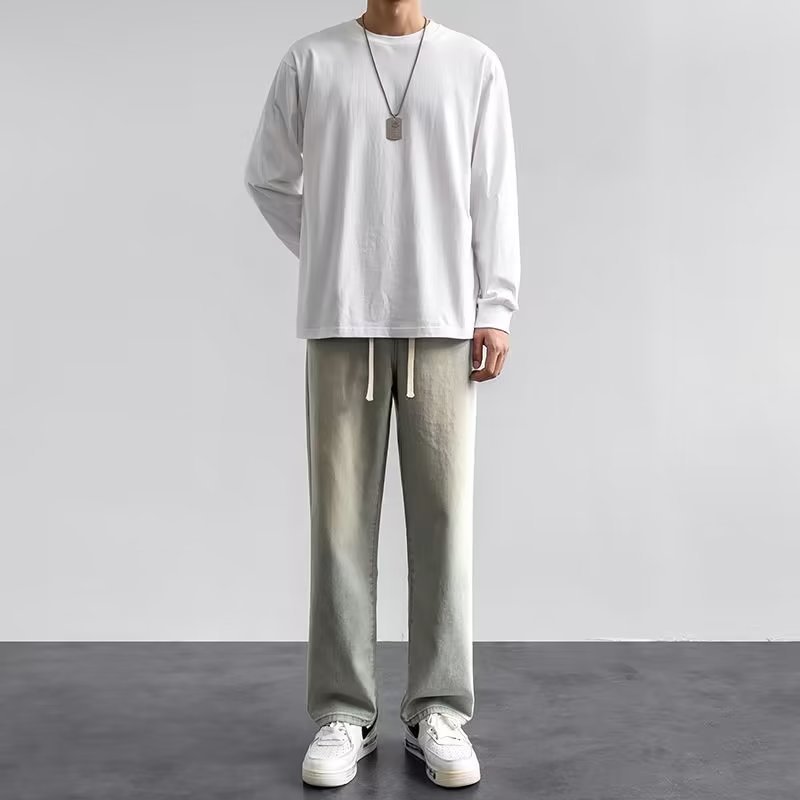 Koreaanse stijl streetwear, ni - Men'S Fashion Grey Jeans recensie en prijs