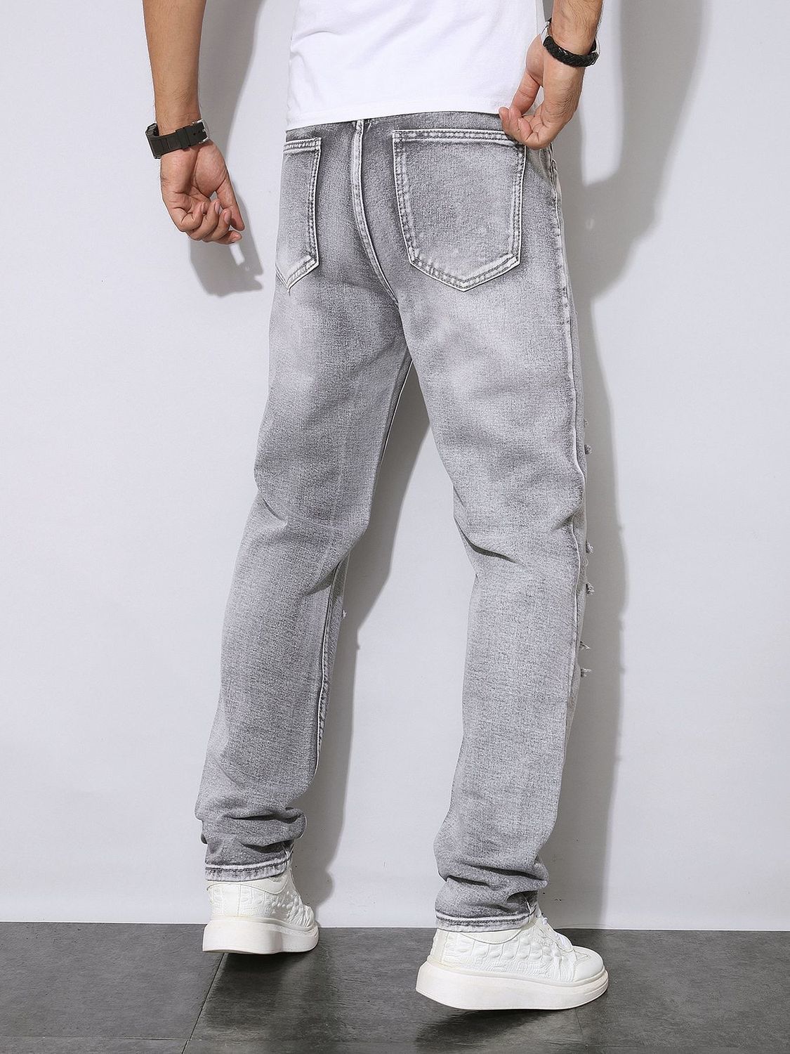 Heren herfst-winter grijs deni - Men'S Fashion Grey Jeans recensie en prijs