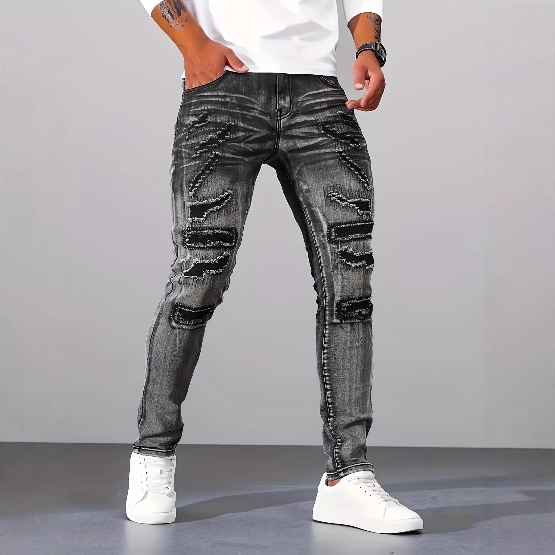 Heren Grijze Smalle Simpele Ca - Men'S Fashion Grey Jeans recensie en prijs