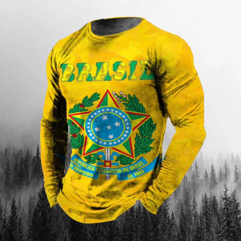 Vintage Braziliaanse vlag 3D-p - Men'S Fashion T Shirts recensie en prijs