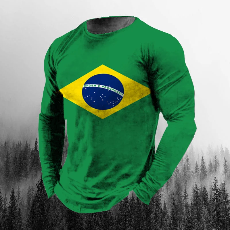Vintage Braziliaanse vlag 3D-p - Men'S Fashion T Shirts recensie en prijs