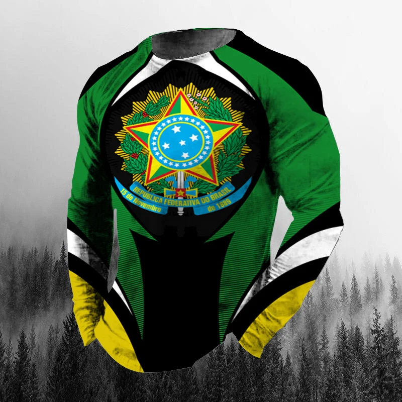 Vintage Braziliaanse vlag 3D-p - Men'S Fashion T Shirts recensie en prijs